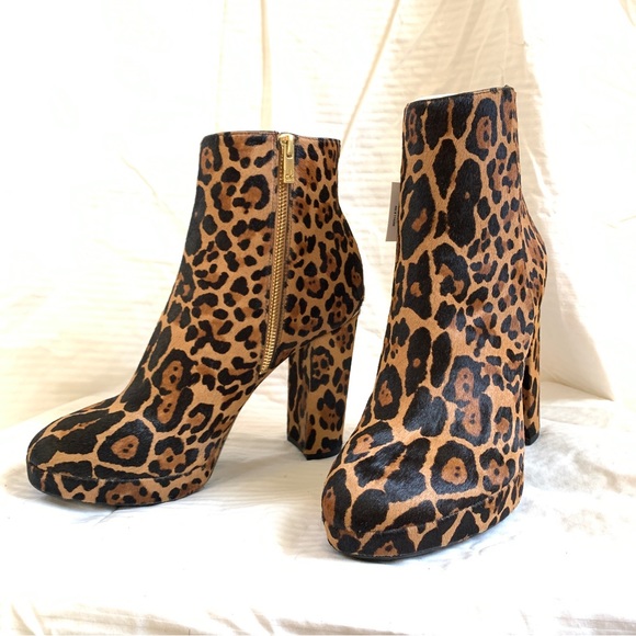 Calvin Klein MARTHA WINTER LEOPARD Calf Hair Platform Booties 8.5 M NWT - Picture 8 of 16